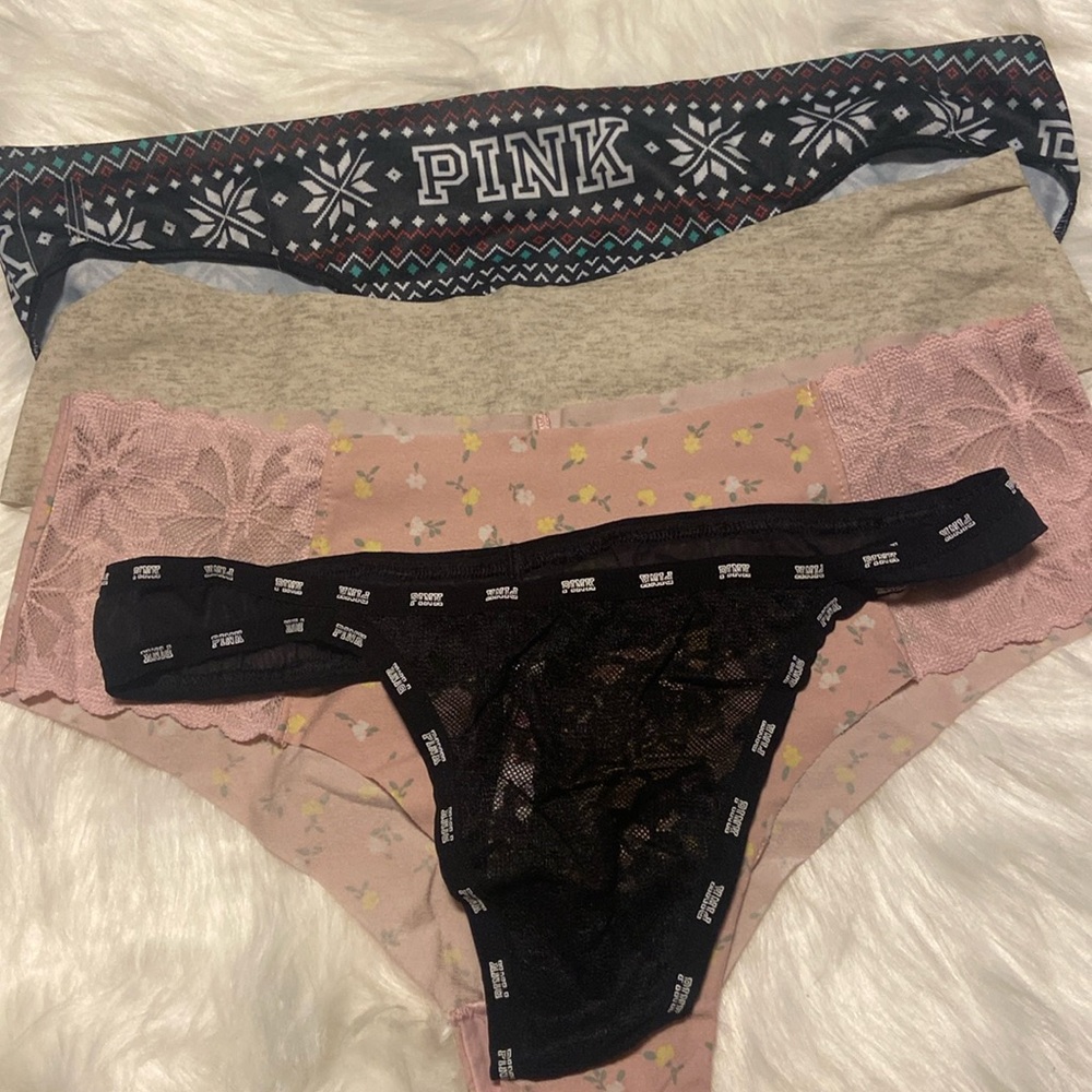 4 Victoria’s Secret panties bundle 1 thong and 3 hiphugger size L nwot